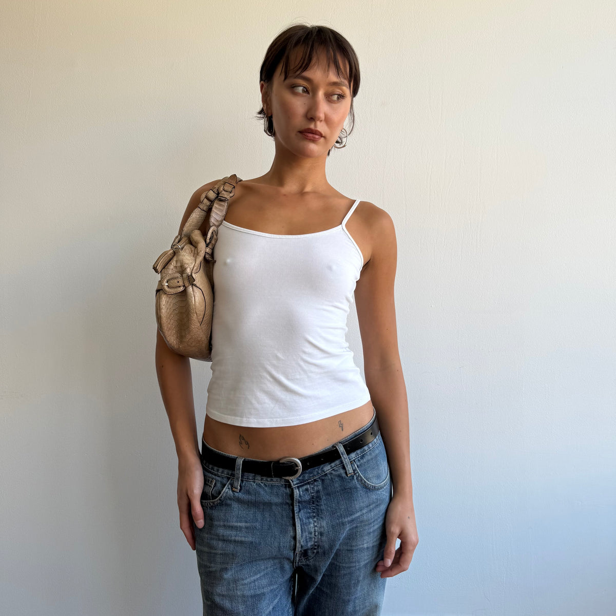 Beige snakeskin bag - One Size
