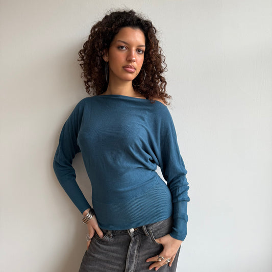 Teal slouchy knit jumper - Size S-M