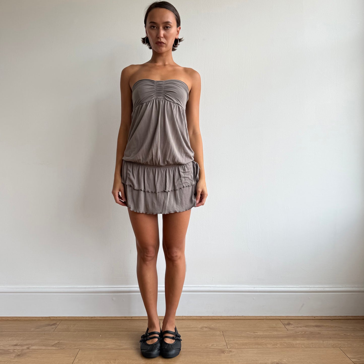 Taupe ruched mini dress - Size S