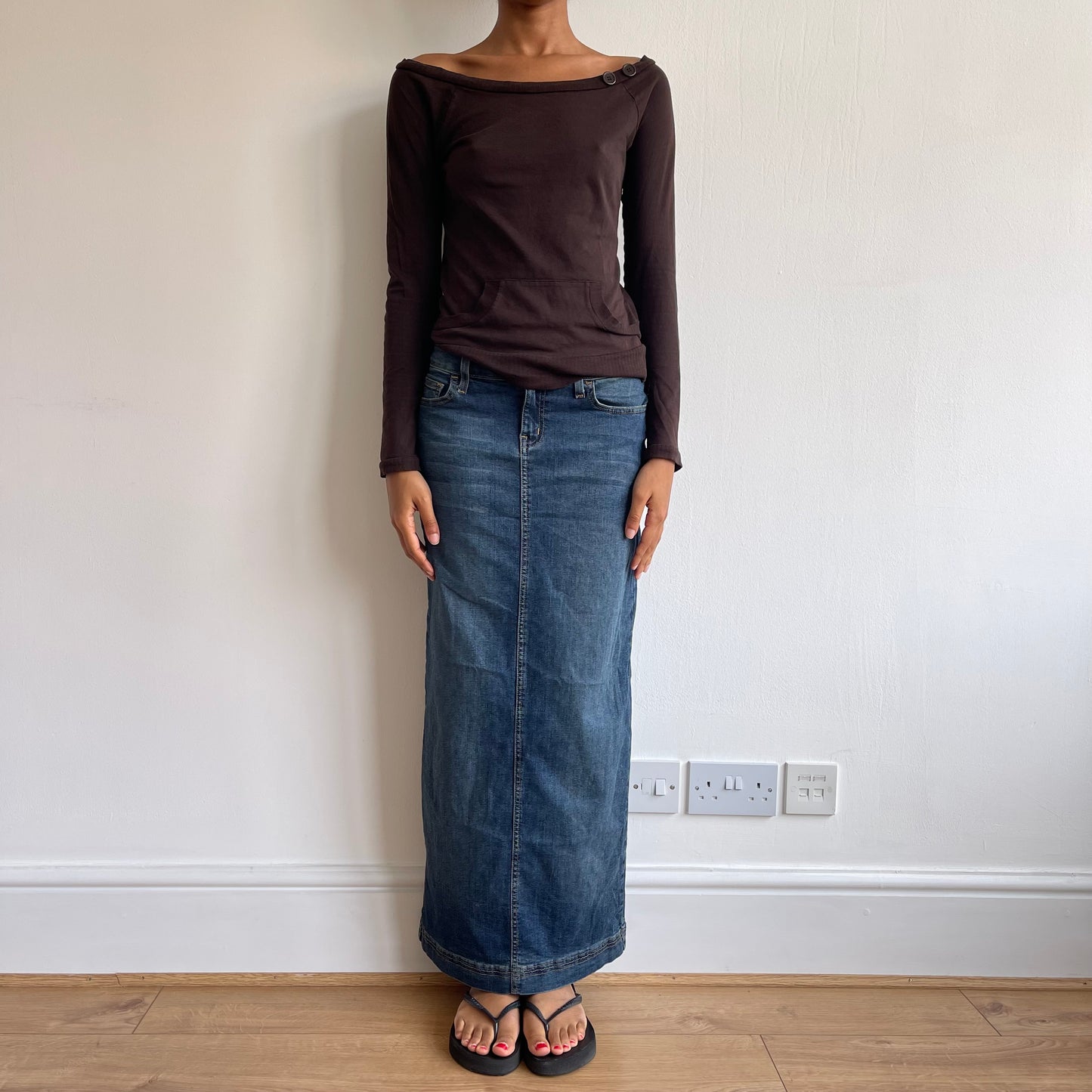 Brown Bardot top - Size S