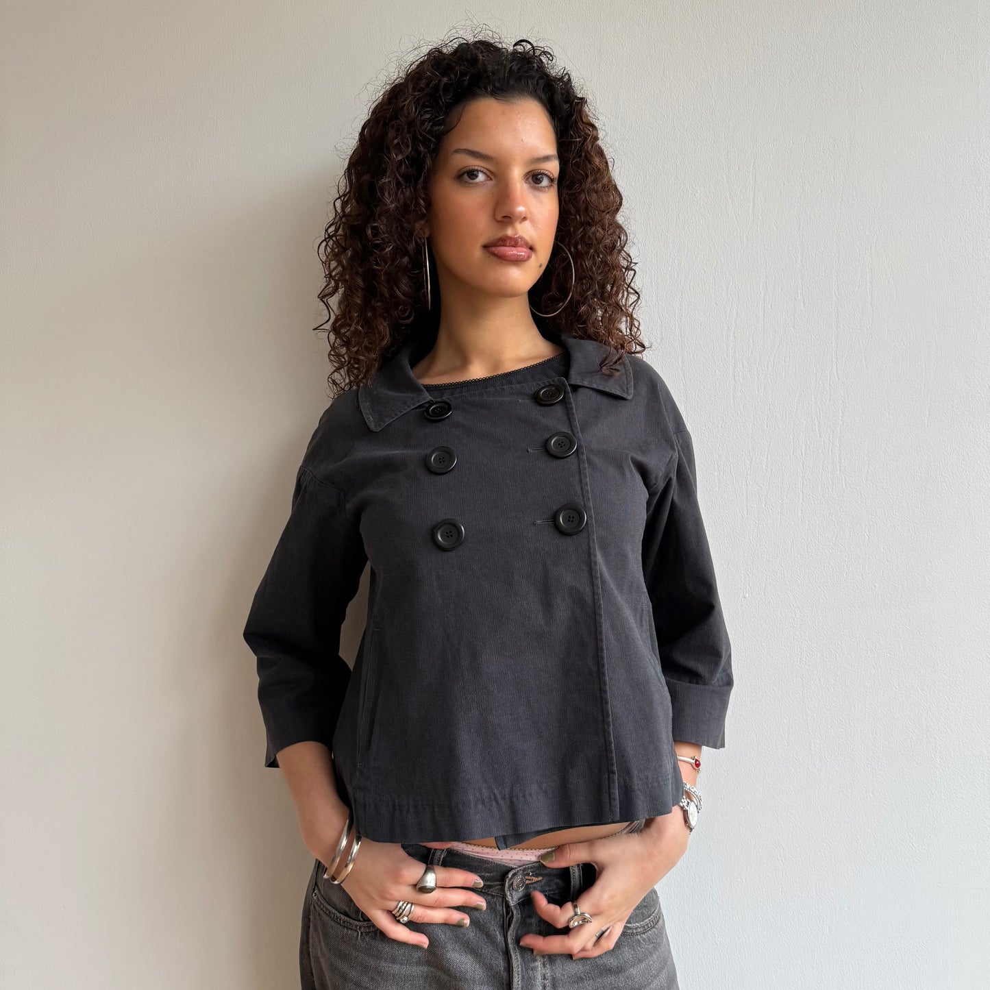 Navy buttonpeacoat - Size M