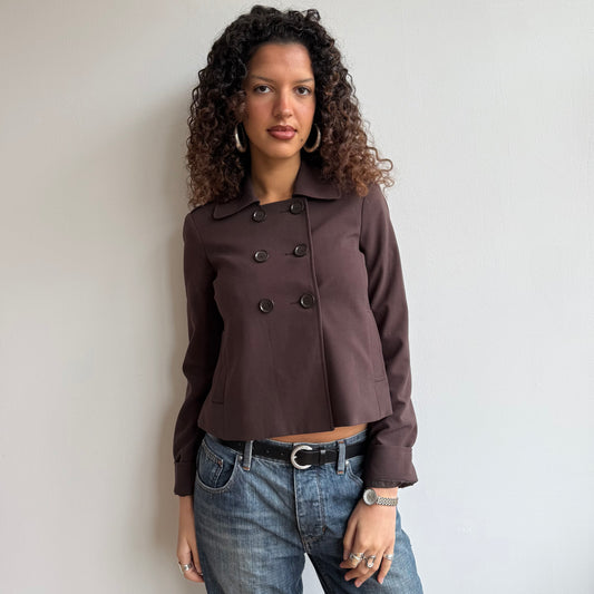 Brown double breasted peacoat - Size S