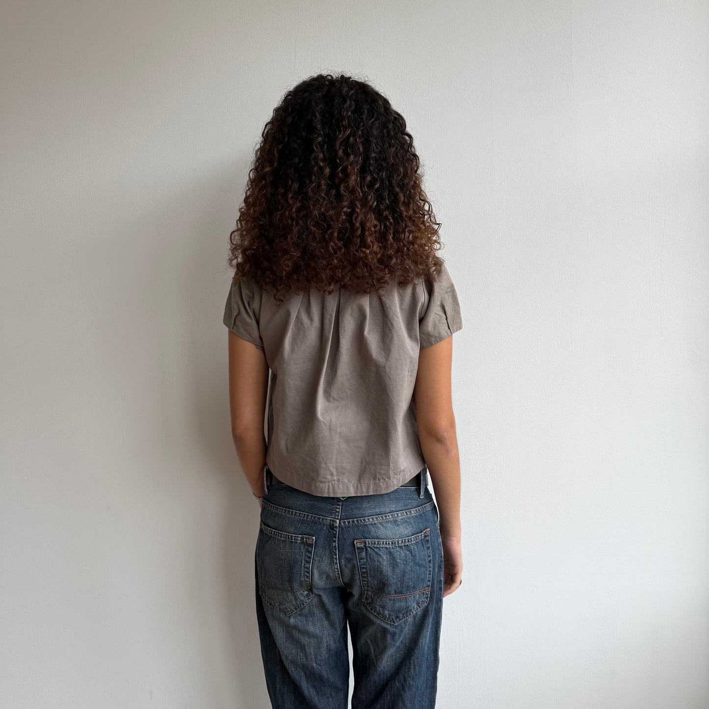 Taupe short sleeve peacoat - Size S/M