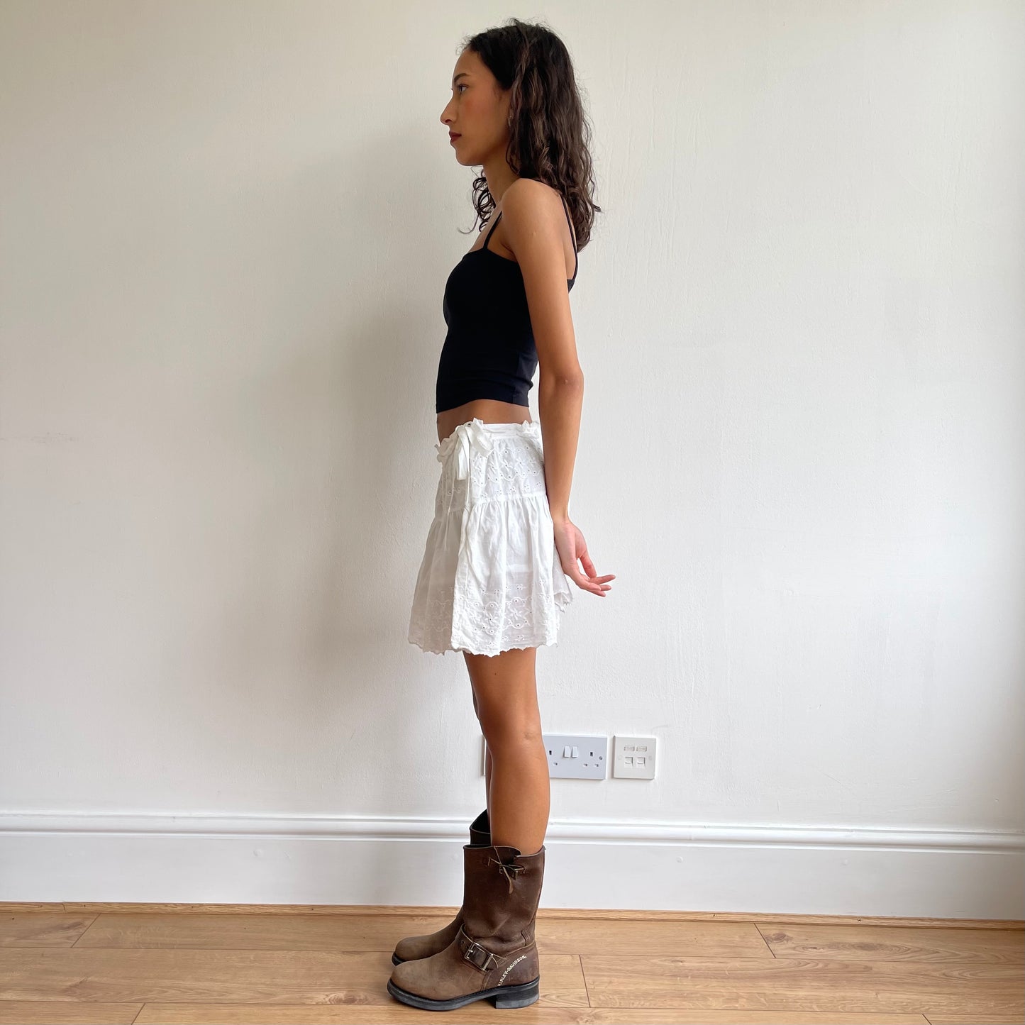 White broderie tie side skirt - Size S