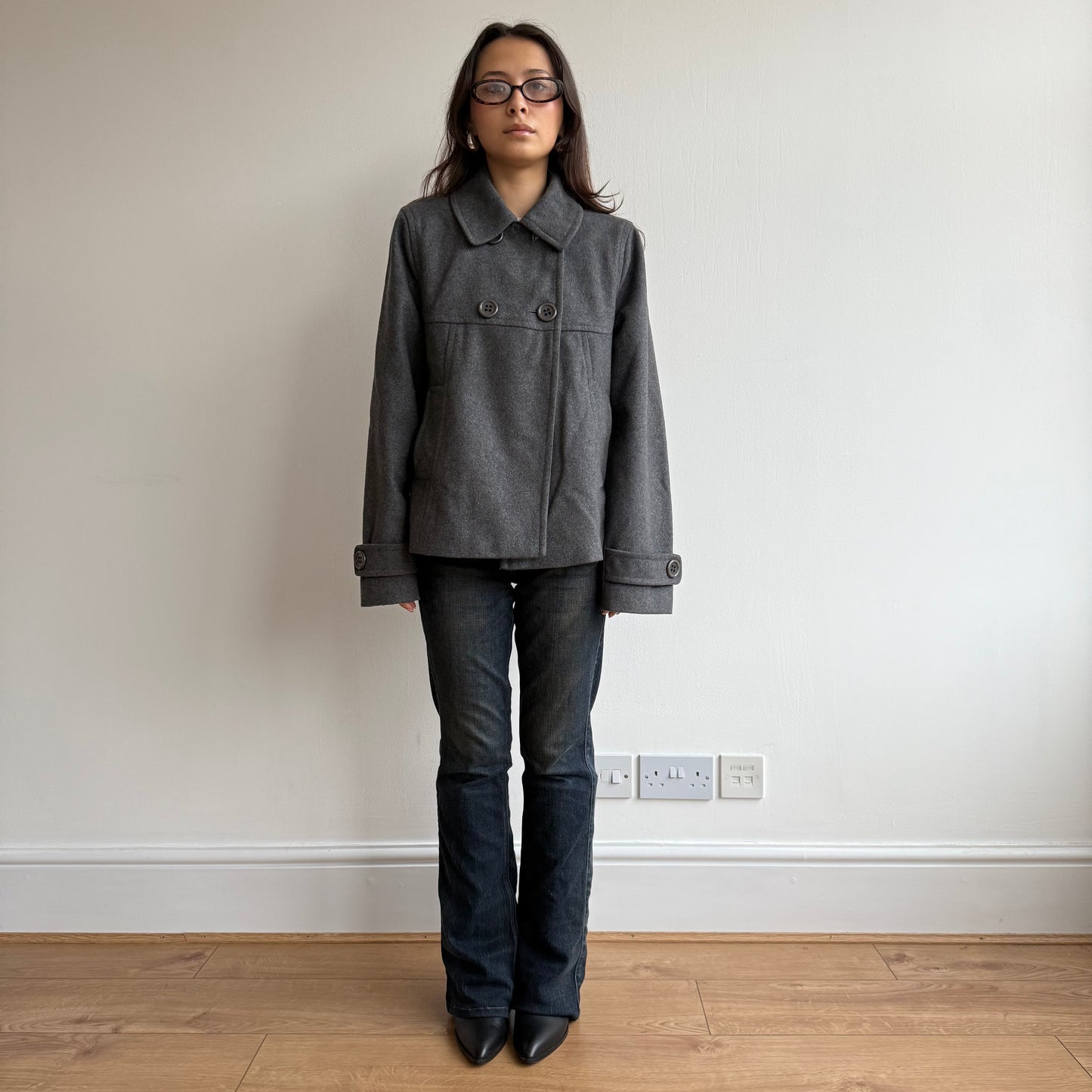 Dark grey peacoat - Size M