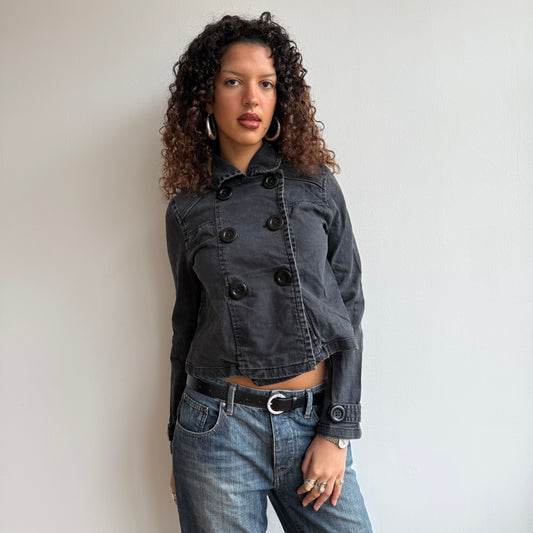 Black wash denim peacoat - Size S