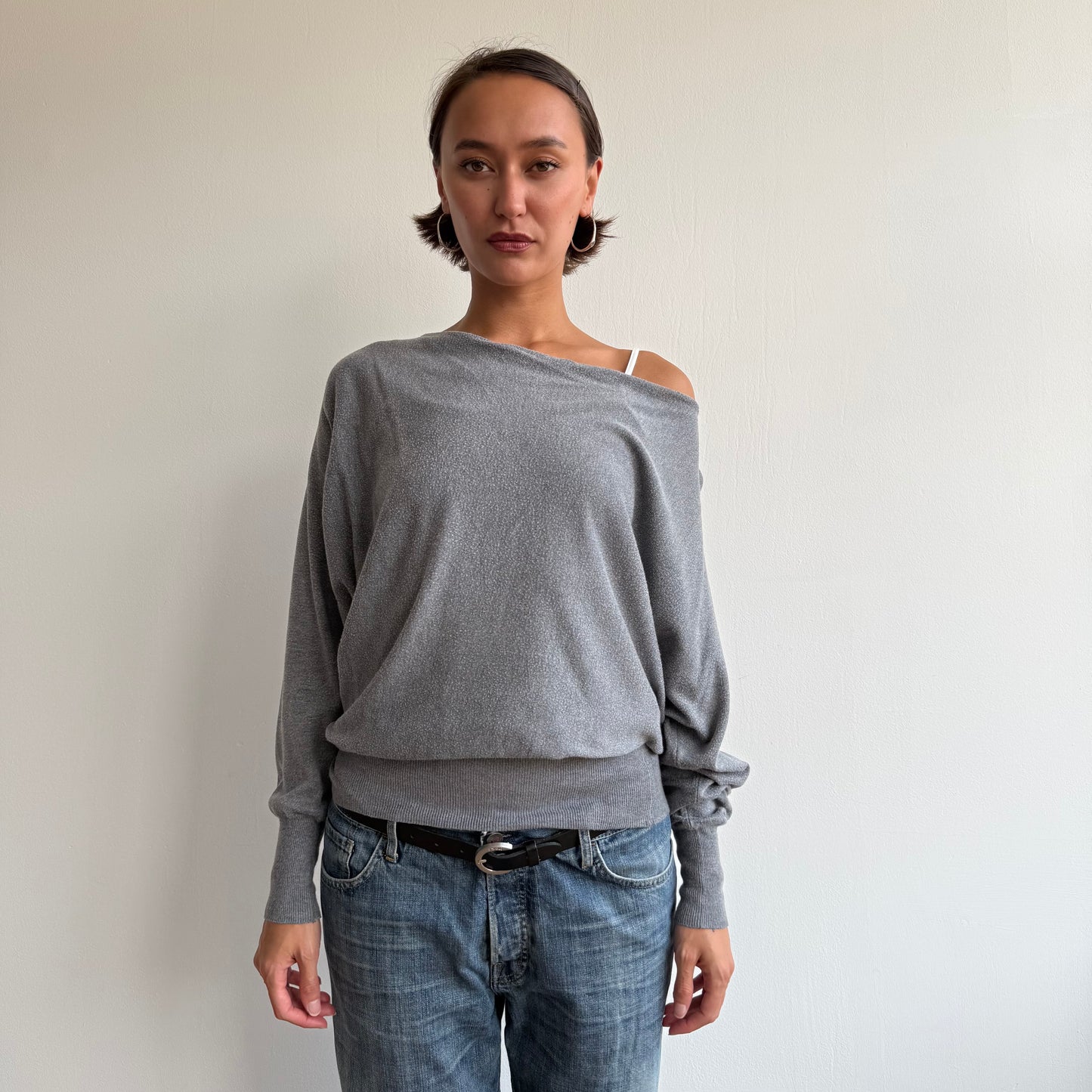 Grey batwing slouchy knit - Size M-XL