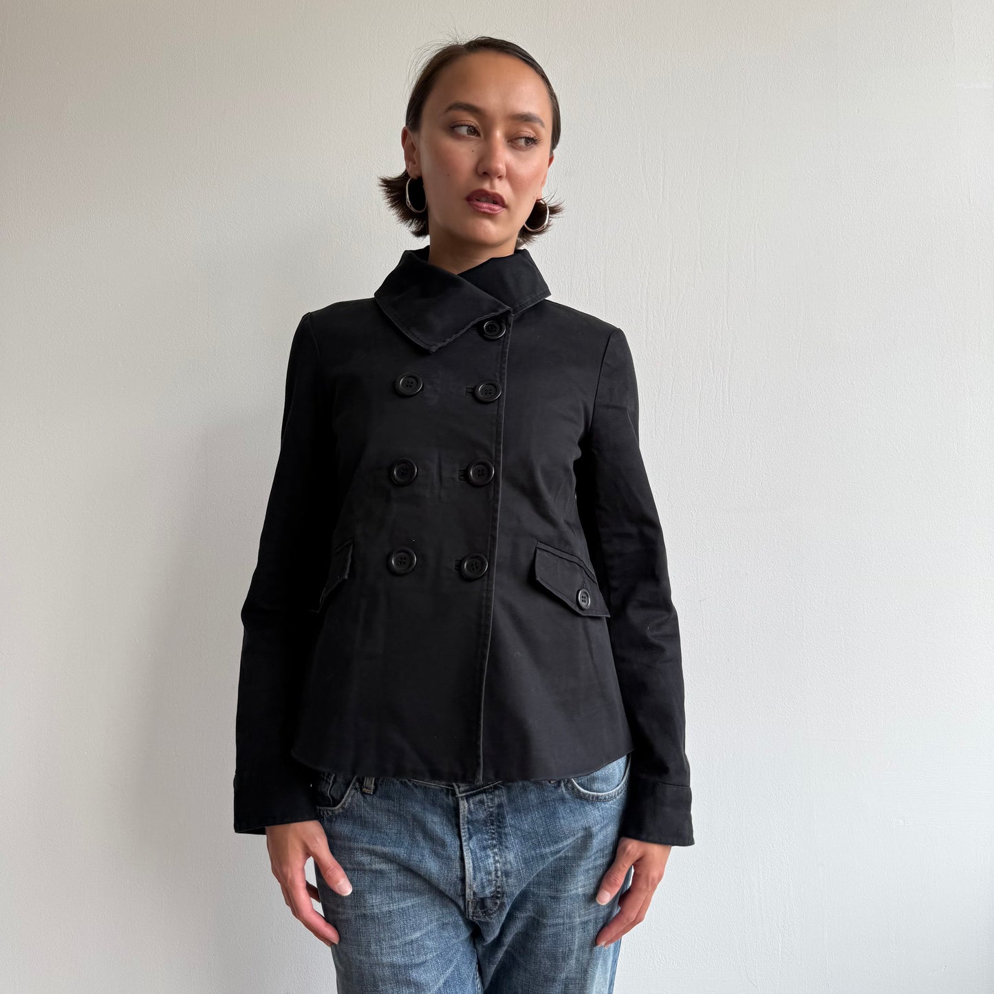 Black double breasted peacoat - Size M