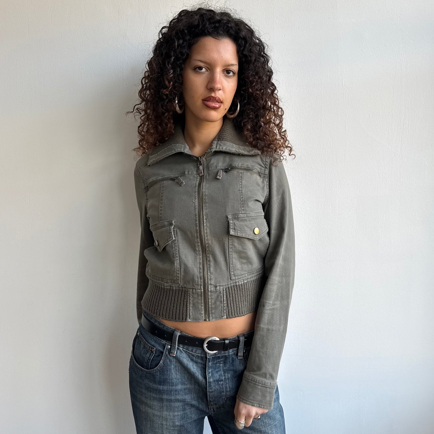 Khaki cargo bomber jacket - Size S/M