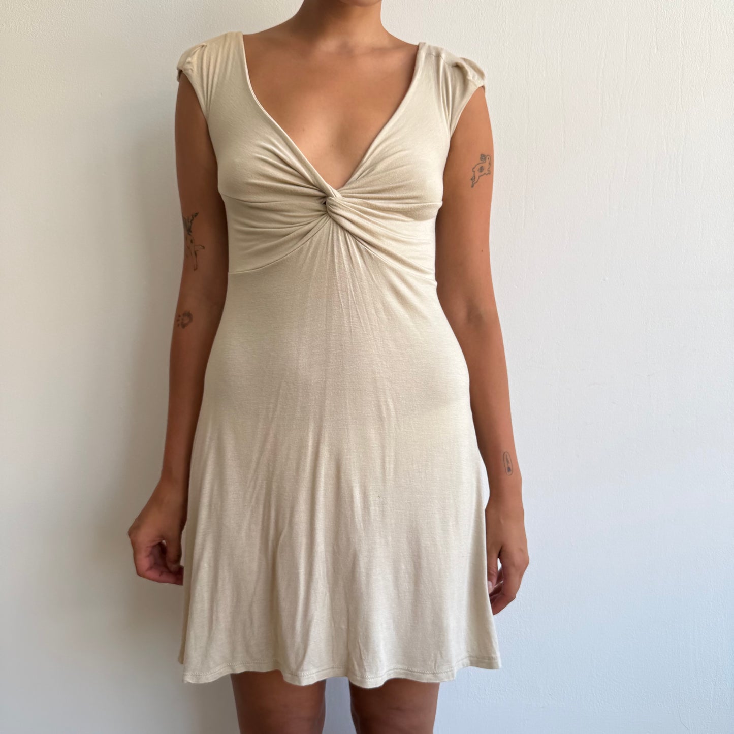 Beige keyhole twist dress - Size S