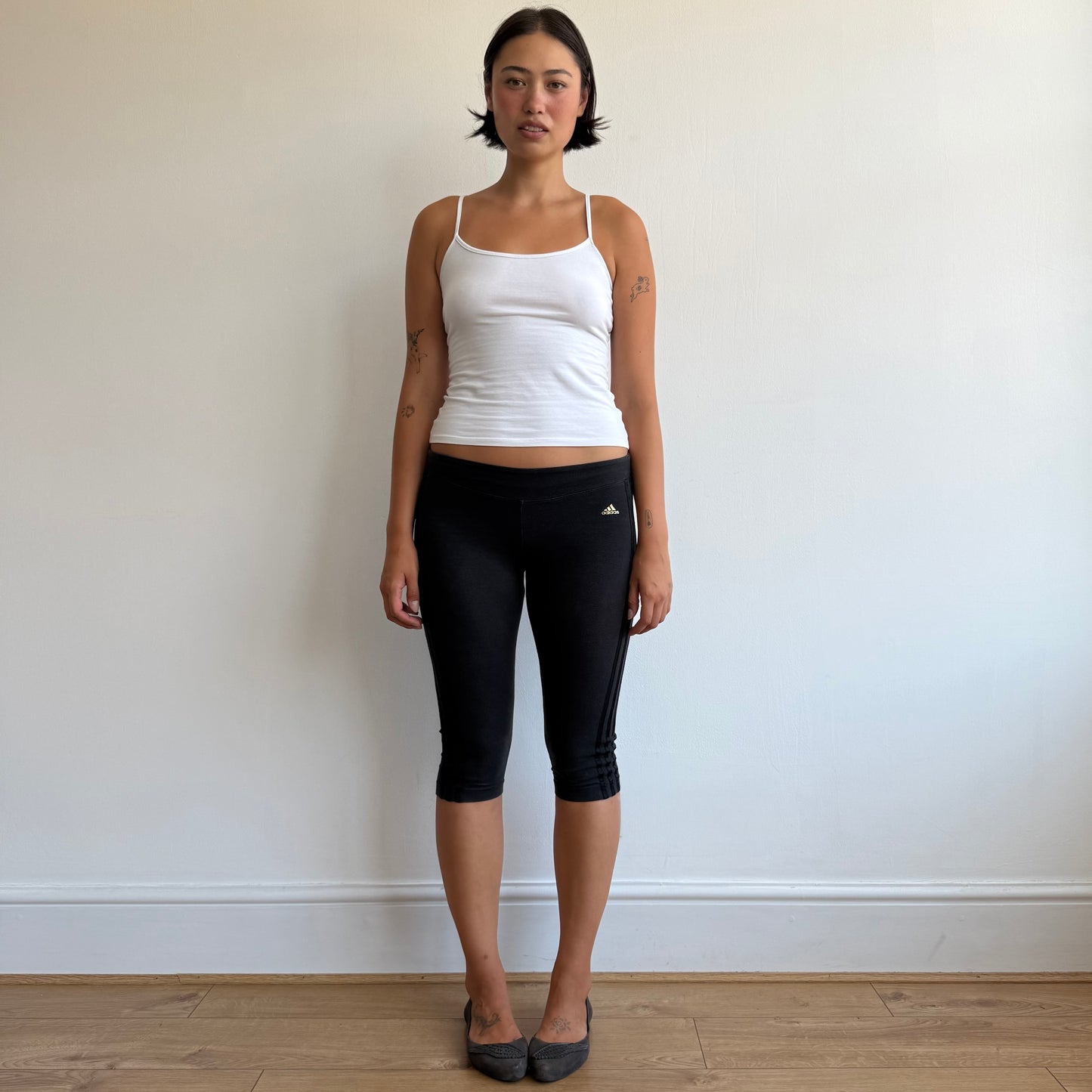 Black Adidas 3-stripe capris - Size S