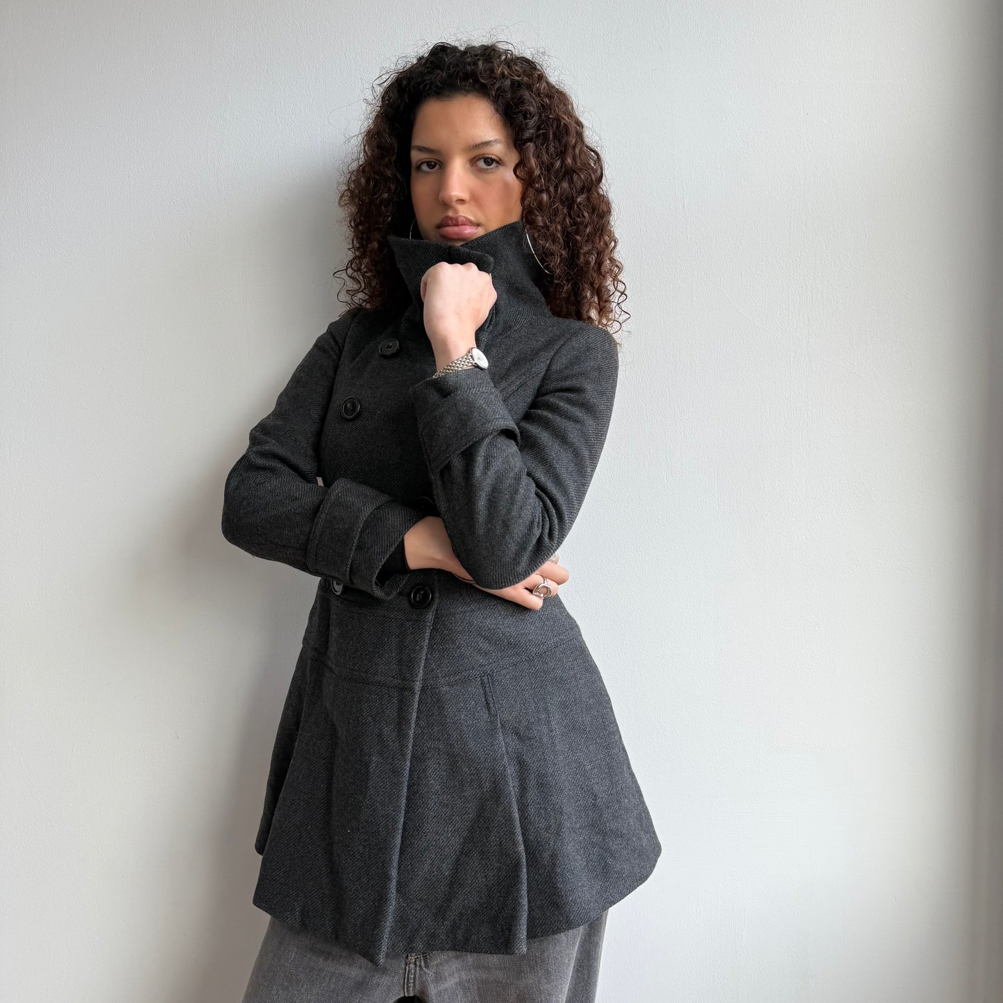 Grey peacoat dress - Size XS