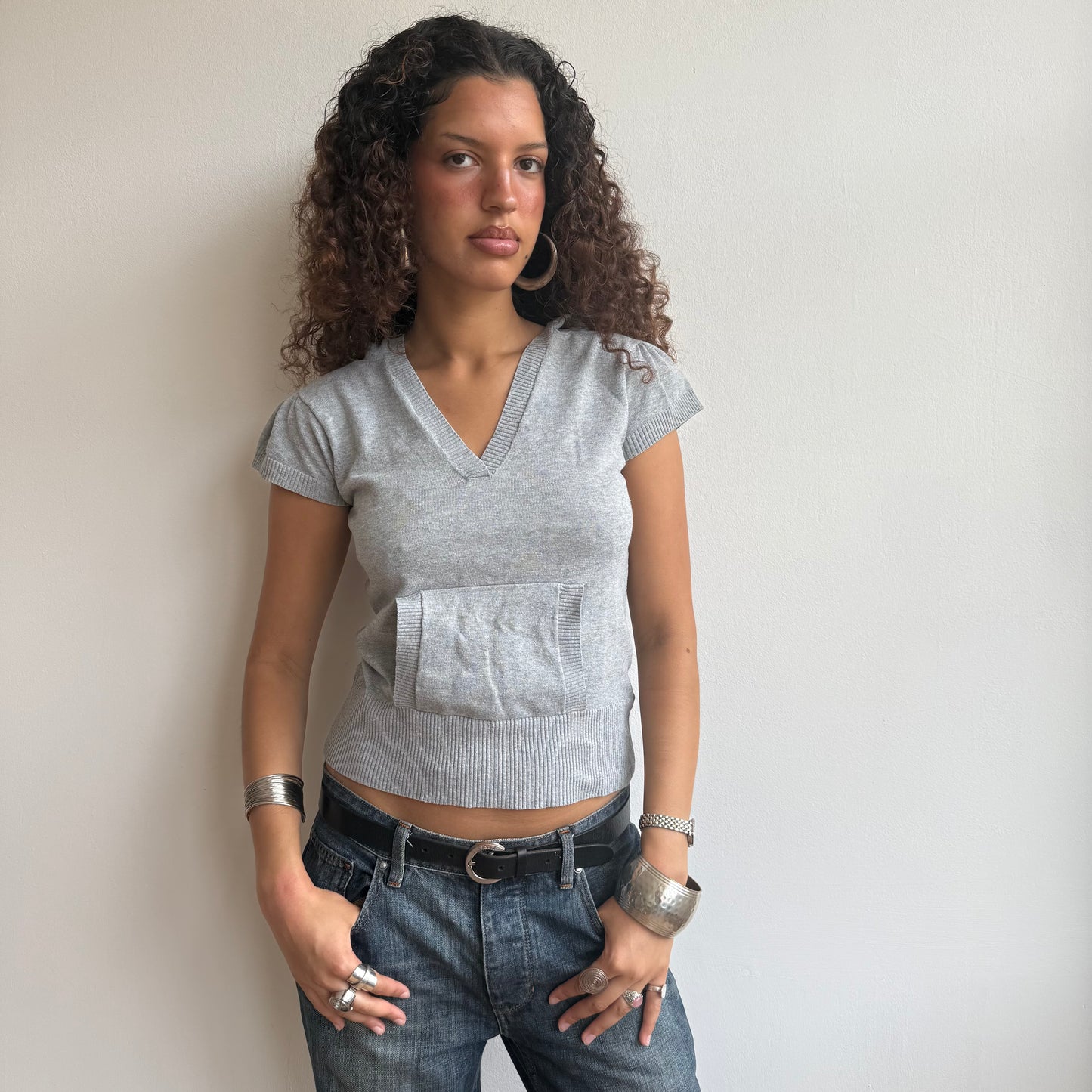 Grey hooded knit - Size S + M