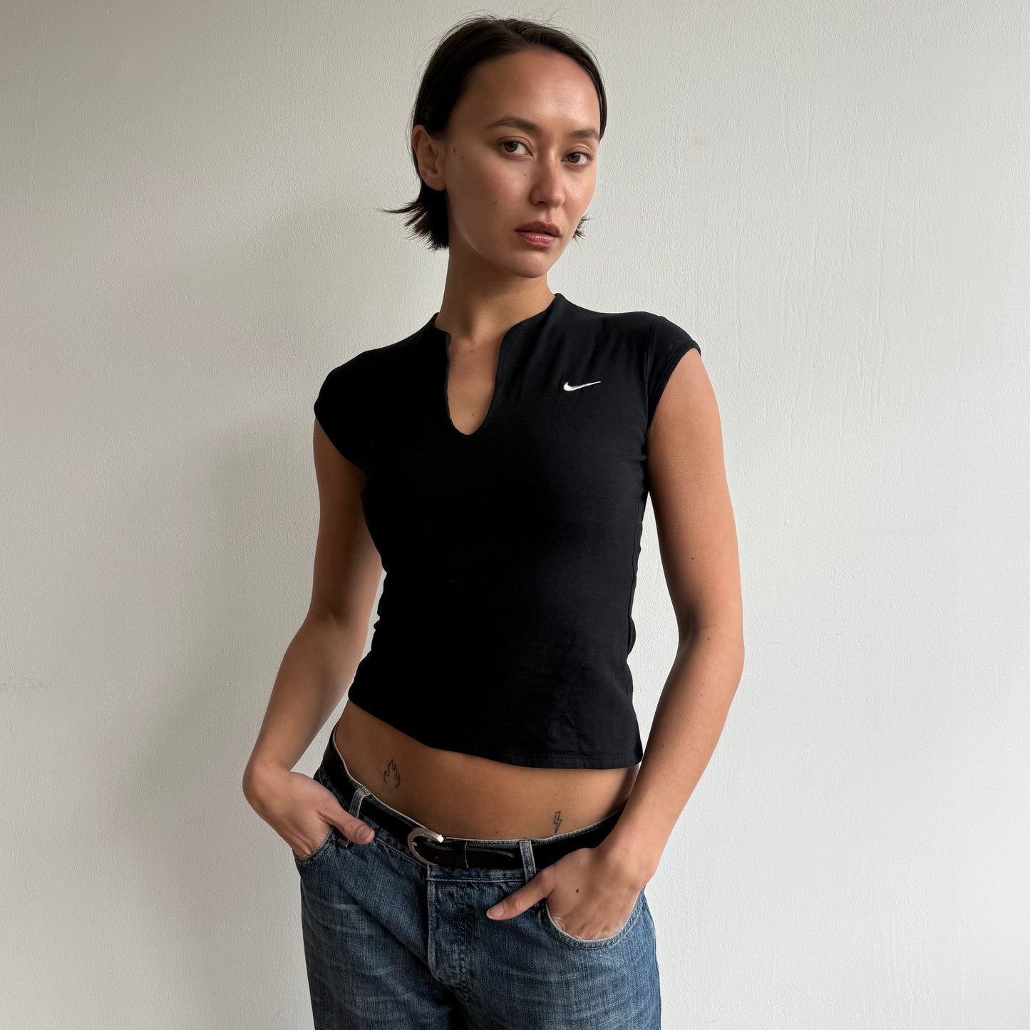 Black Nike swoosh top - Size S