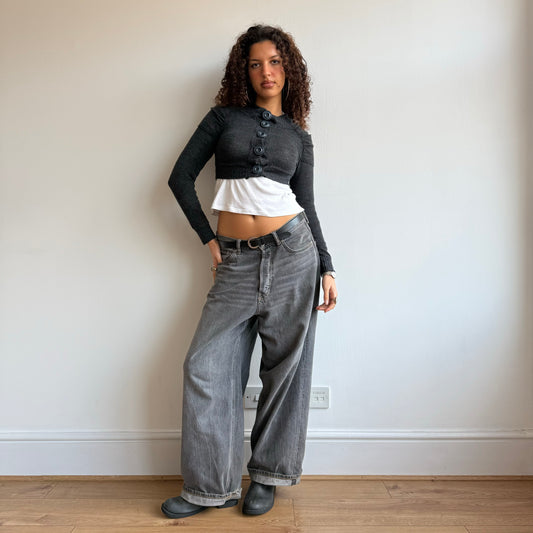 Grey cropped cardigan - Size S