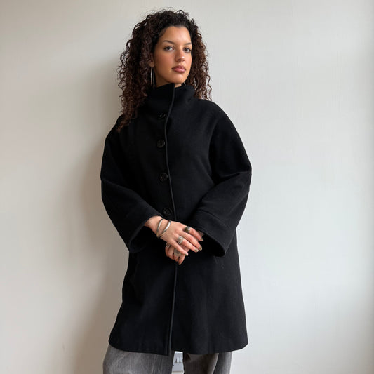 Black long wool coat - Size S/M