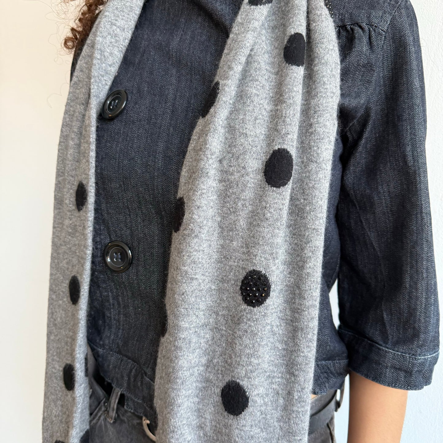 Grey polka dot scarf