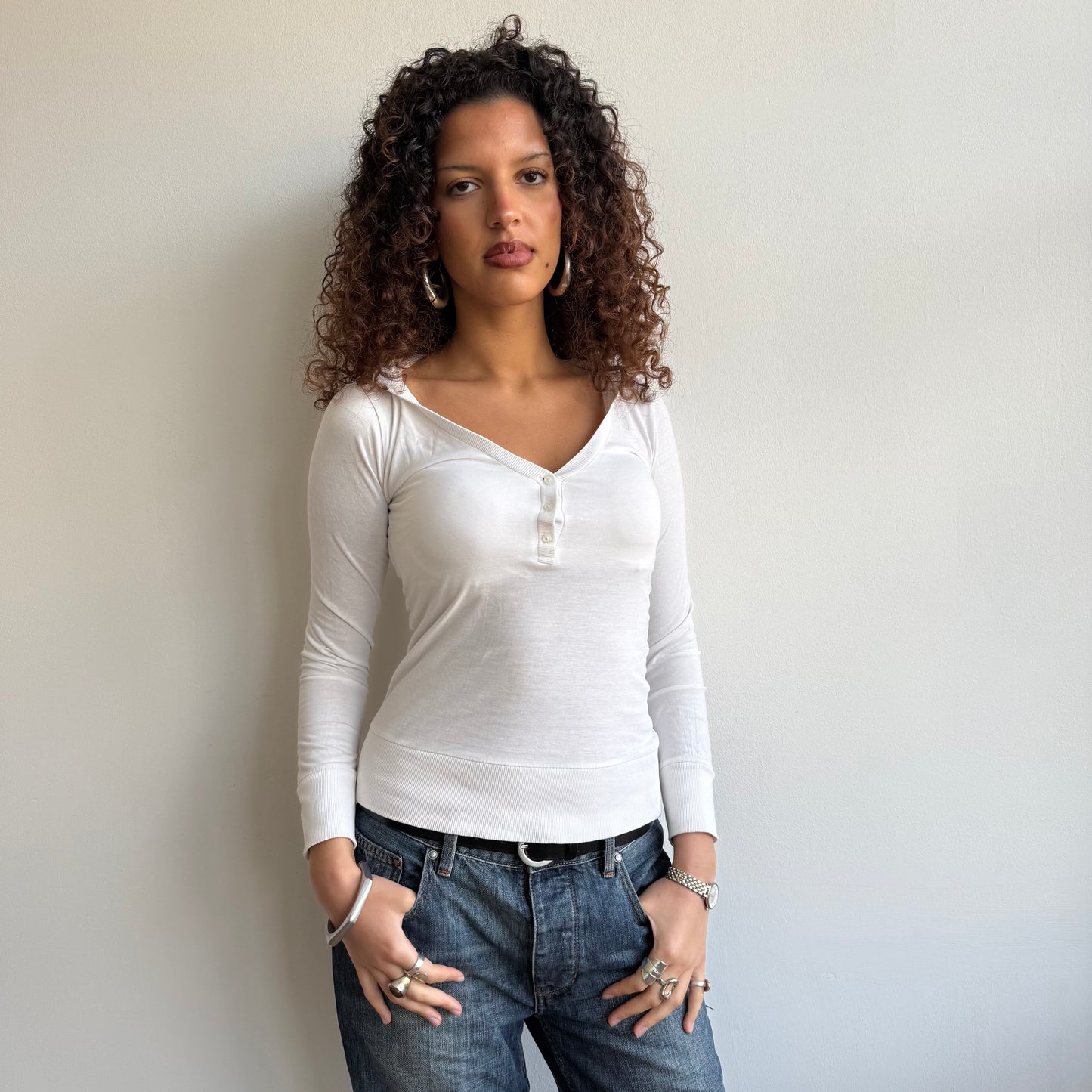 White hooded top - Size S