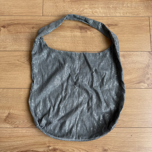 Grey sequin tote bag