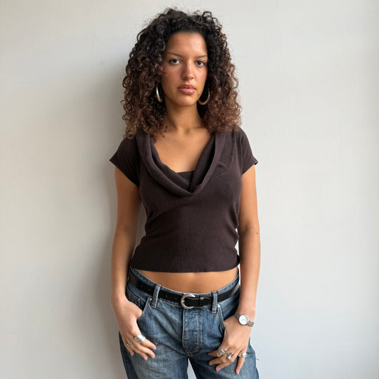 Brown cowl neck knit - Size S