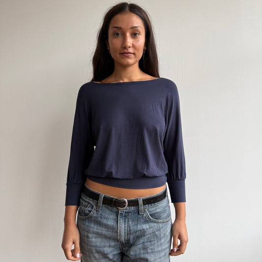 Navy blue batwing top - Size S