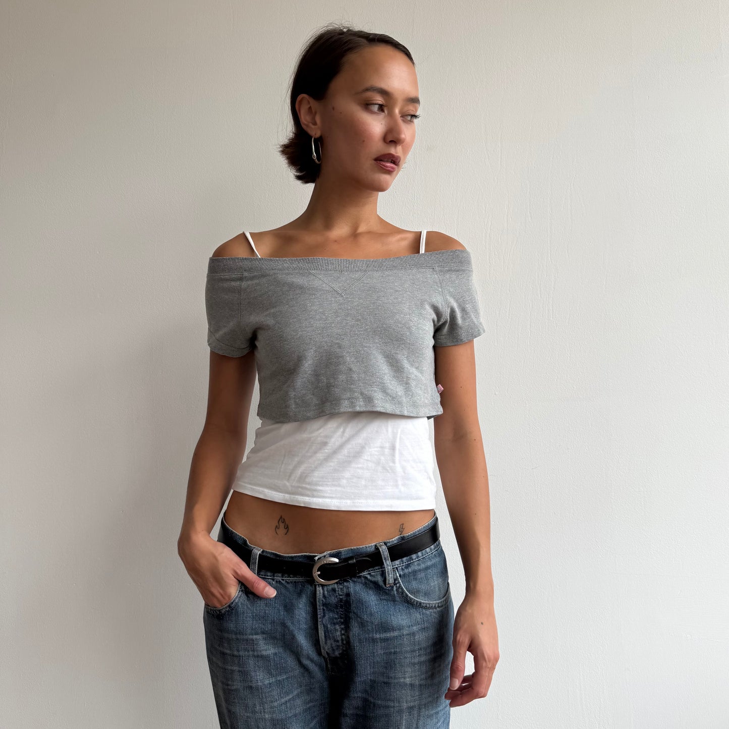 Grey cropped sweatshirt - Size S