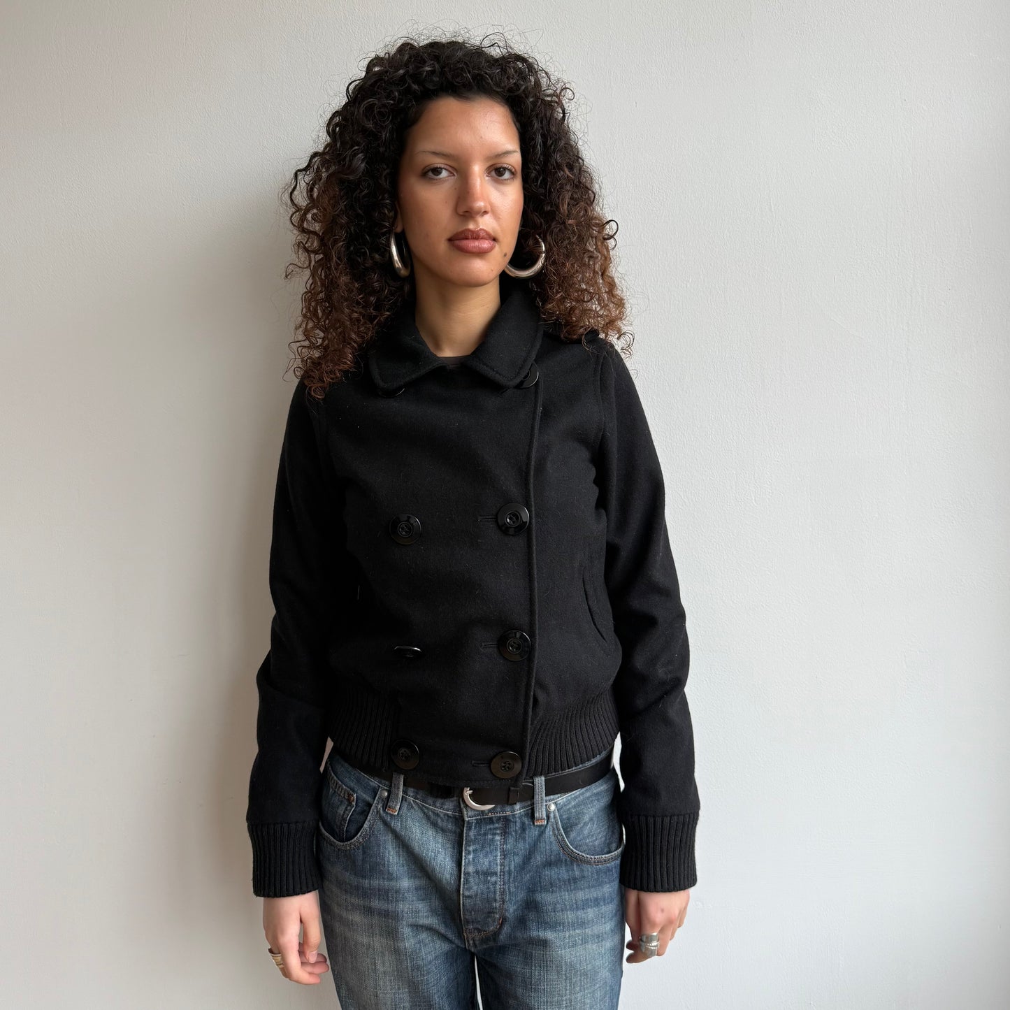 Black wool bomber jacket - Size S + M