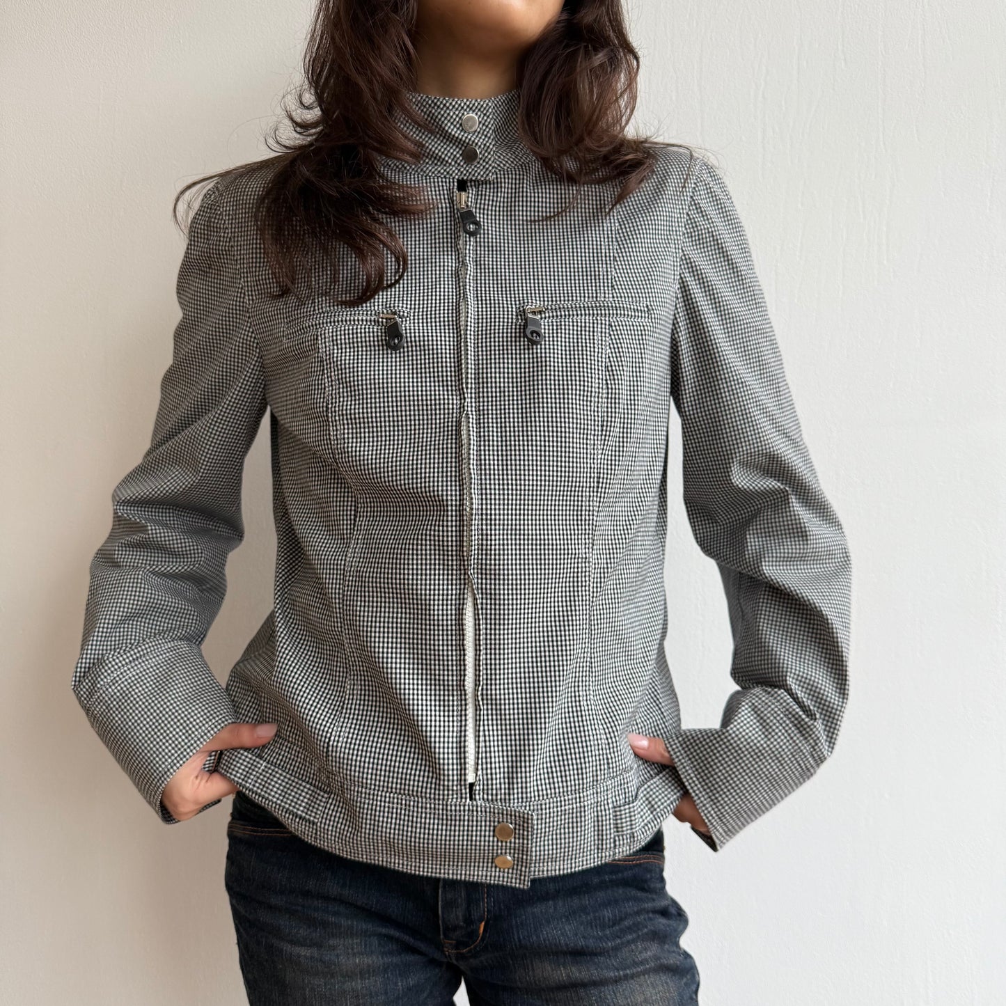 Gingham moto jacket - Size S