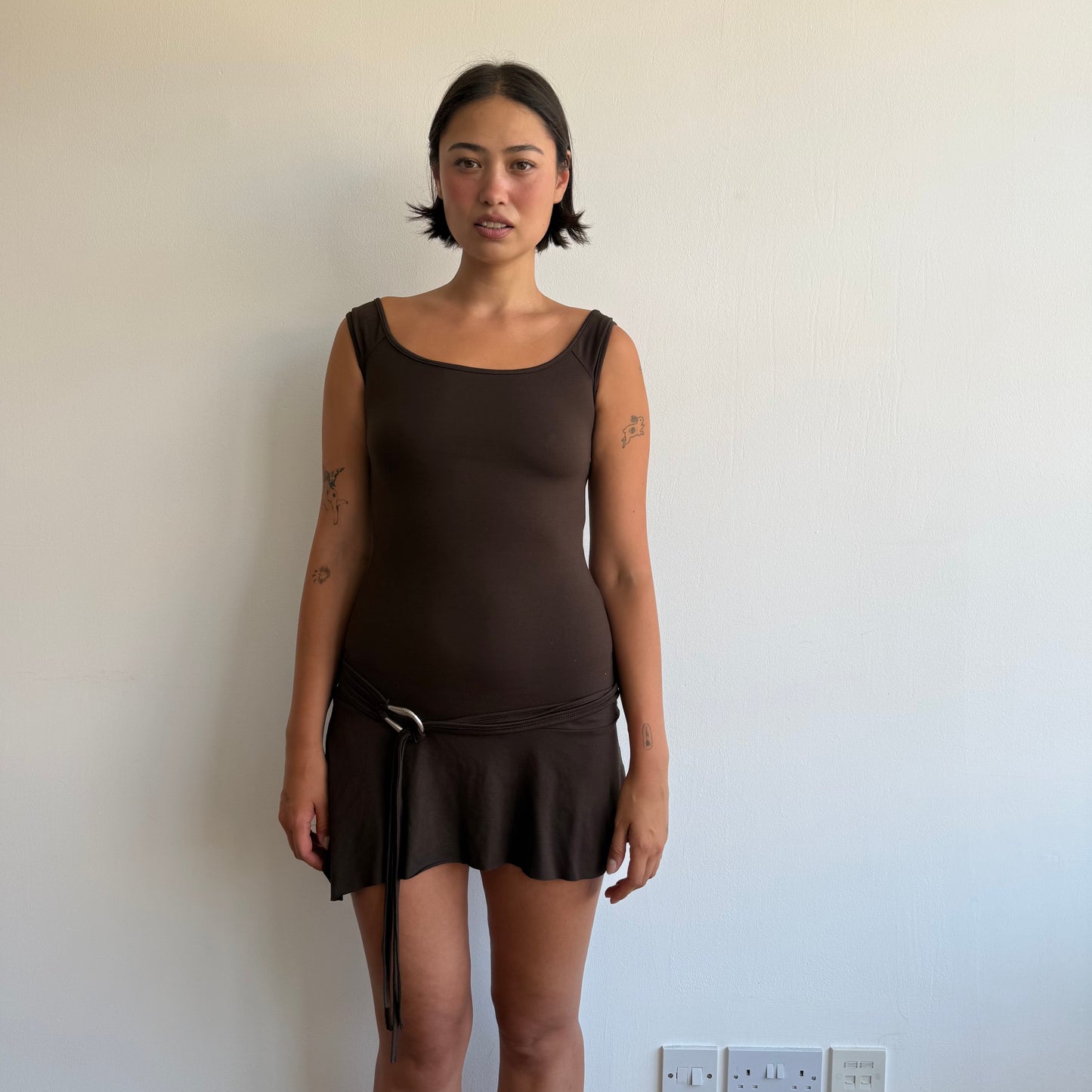 Brown belt mini dress - Size XS