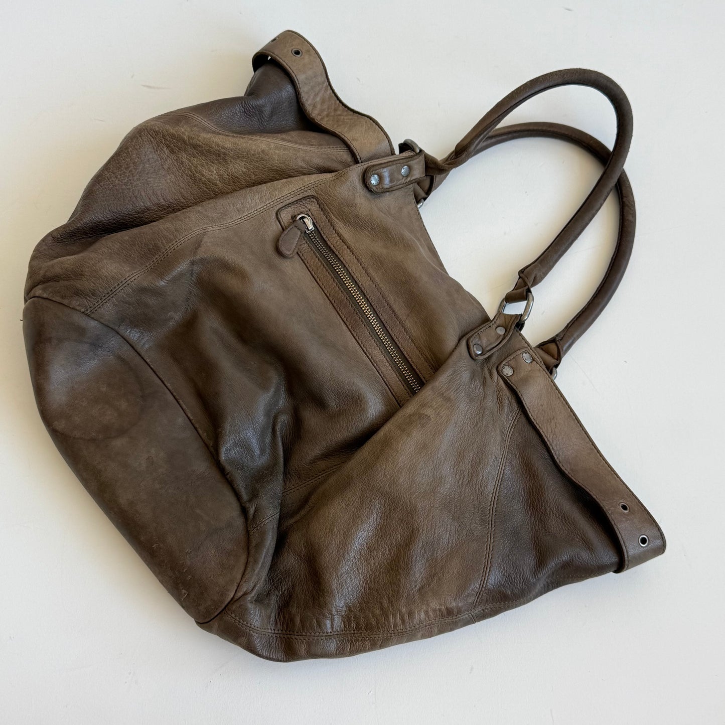 Brown leather buckle bag - One Size
