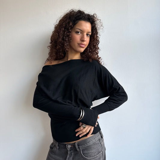Black slouchy knit jumper - Size S