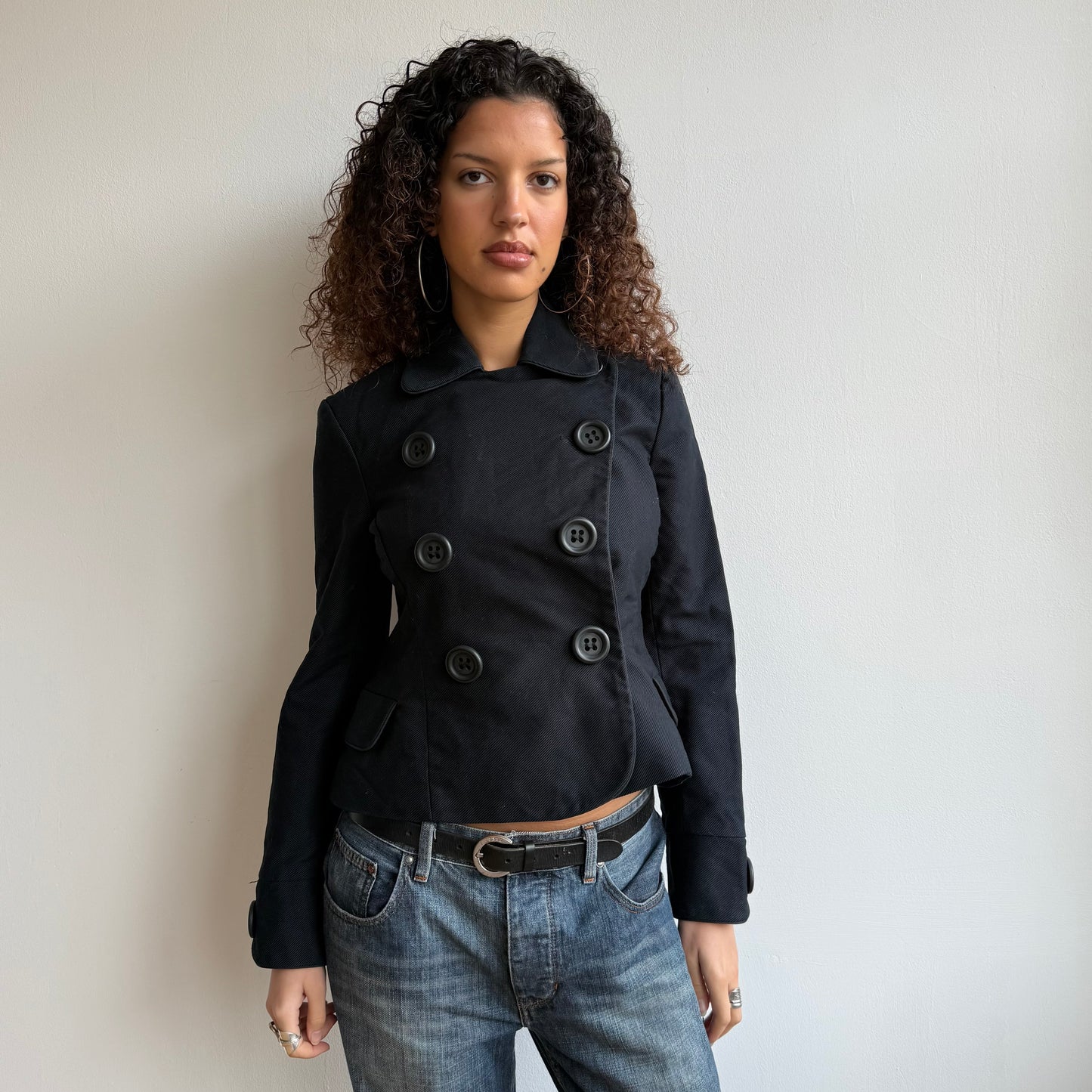 Black double breasted peacoat - Size S/M