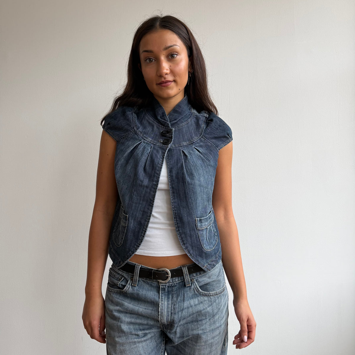 Denim short sleeve peacoat - Size S
