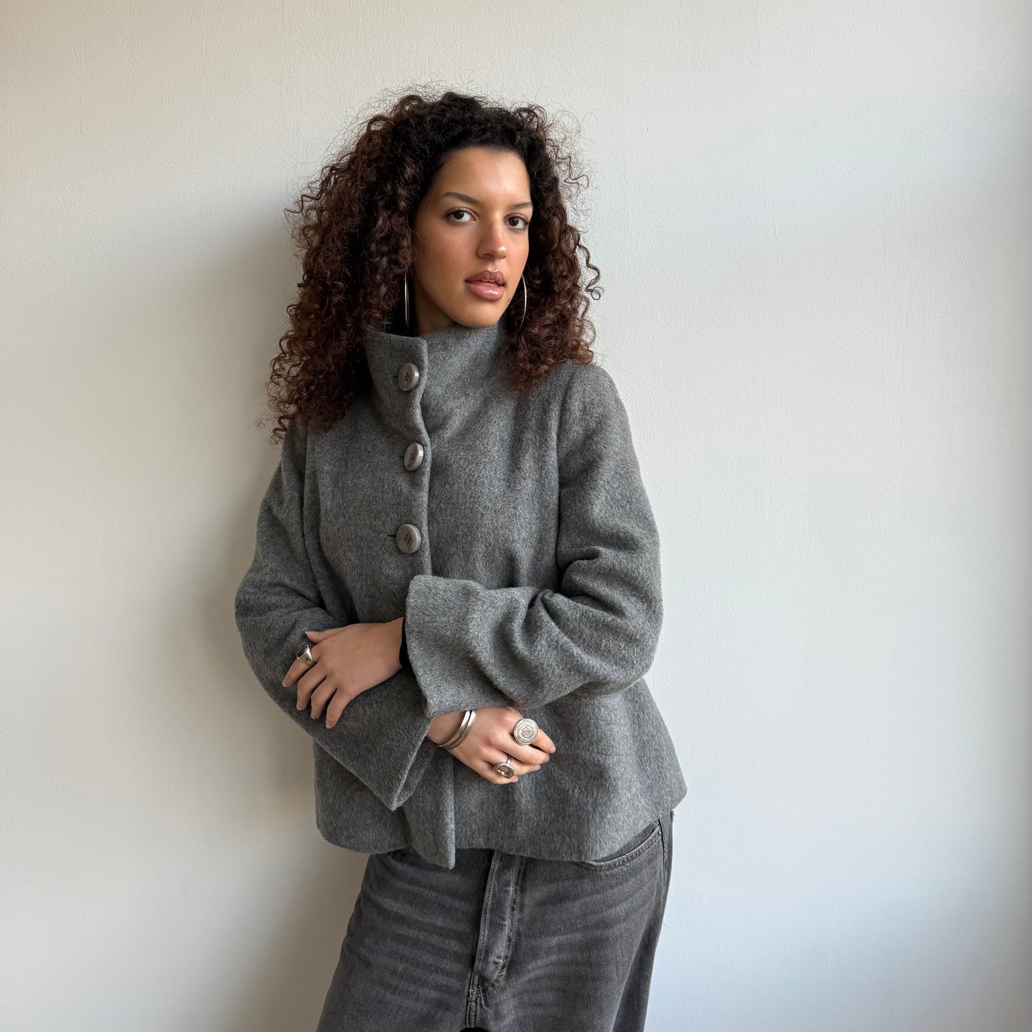 Grey wool peacoat - Size M