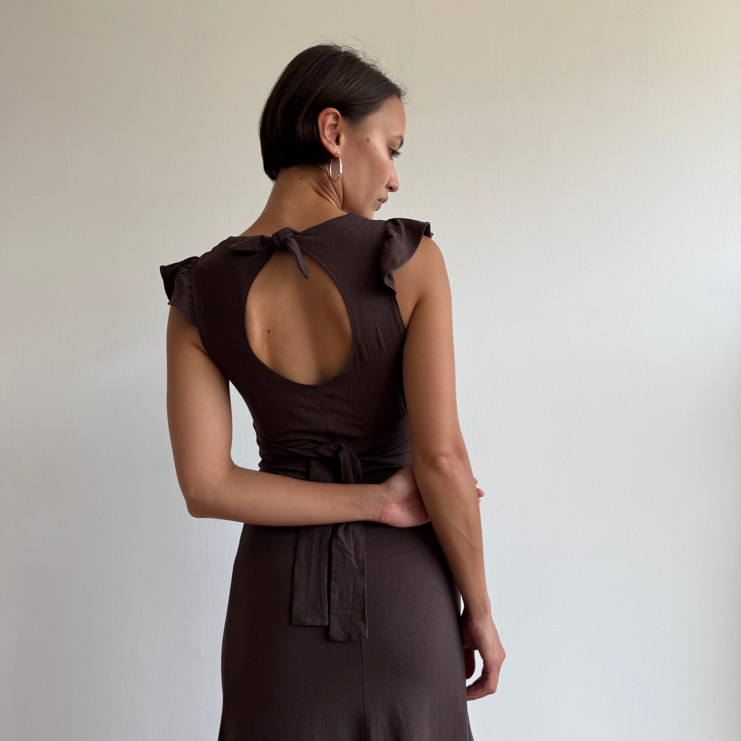 Brown keyhole midi dress - Size S