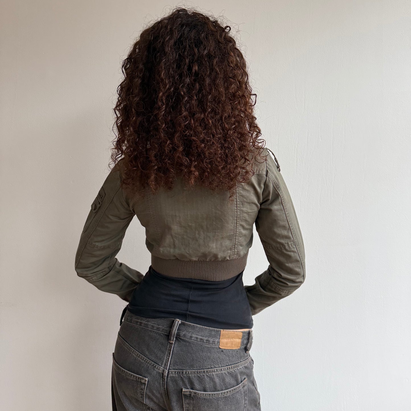 Khaki cargo crop jacket - Size S