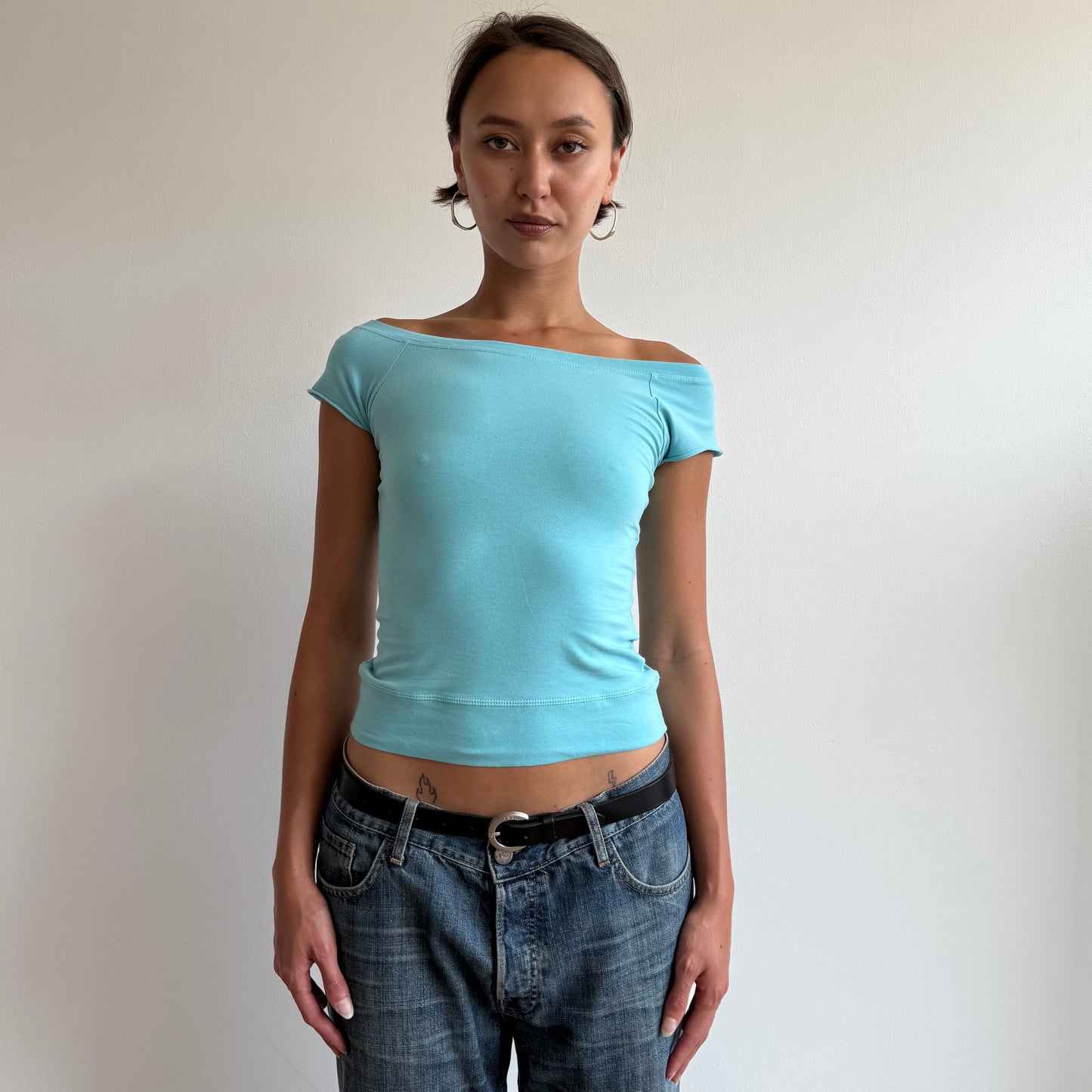 Blue Bardot top - Size S
