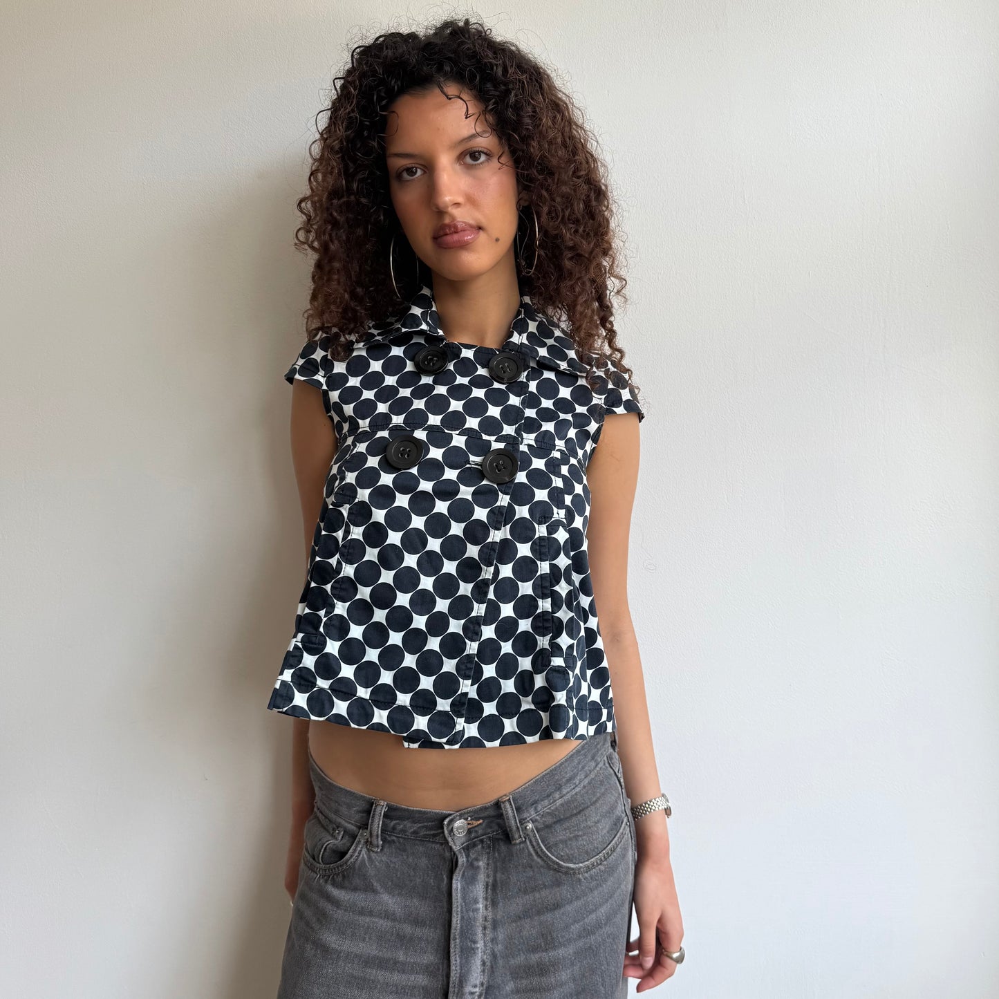 Polka dot short sleeve peacoat - Size S