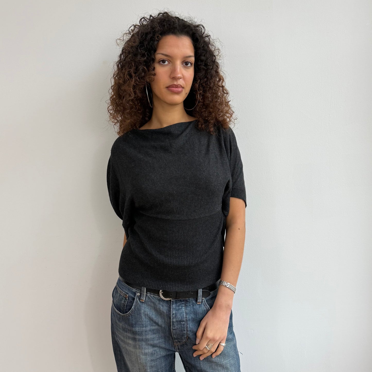 Cop Copine grey wrap button knit - Size S