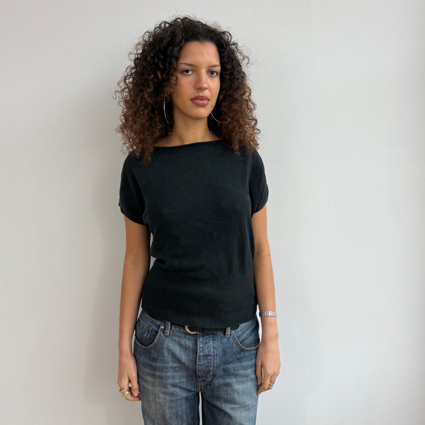 Black short sleeve knit - Size S