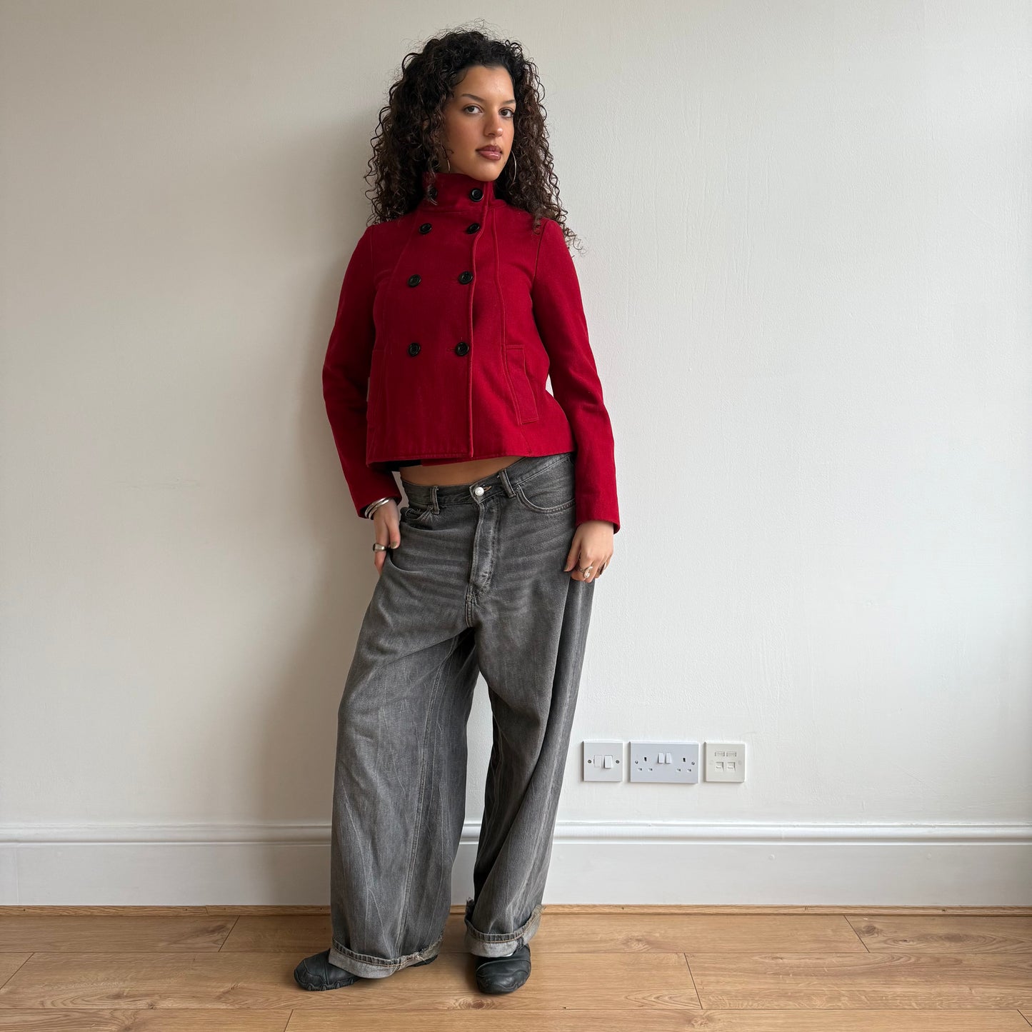 Red peacoat - Size S