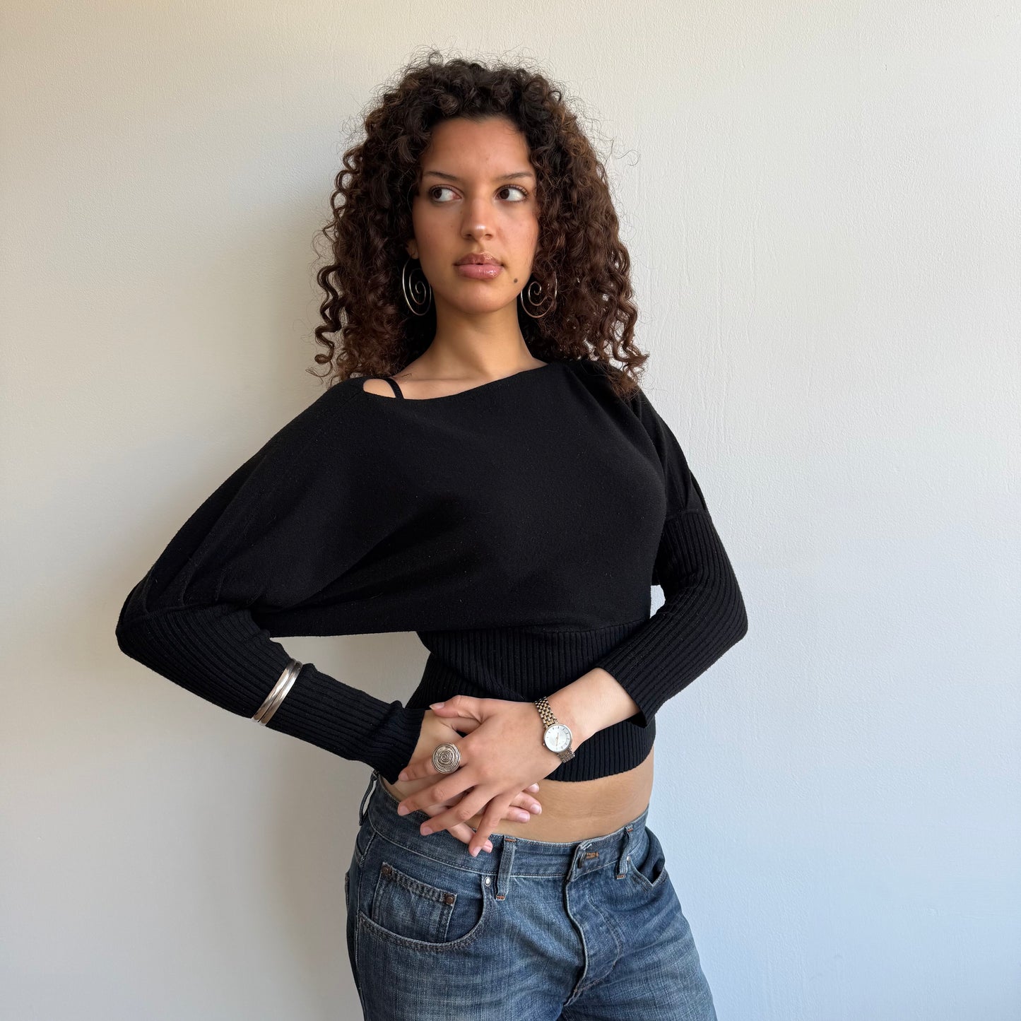 Cropped black slouchy knit - Size XS