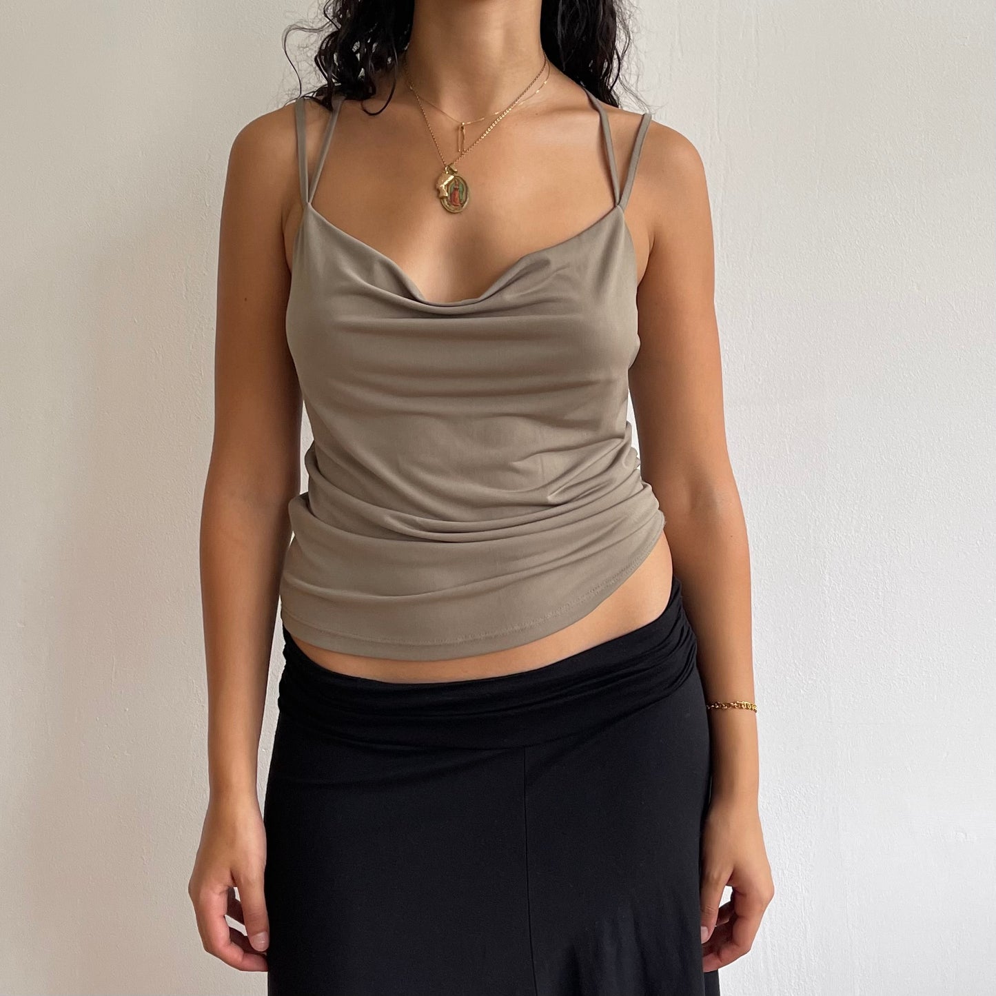 Khaki cowl neck - Size S