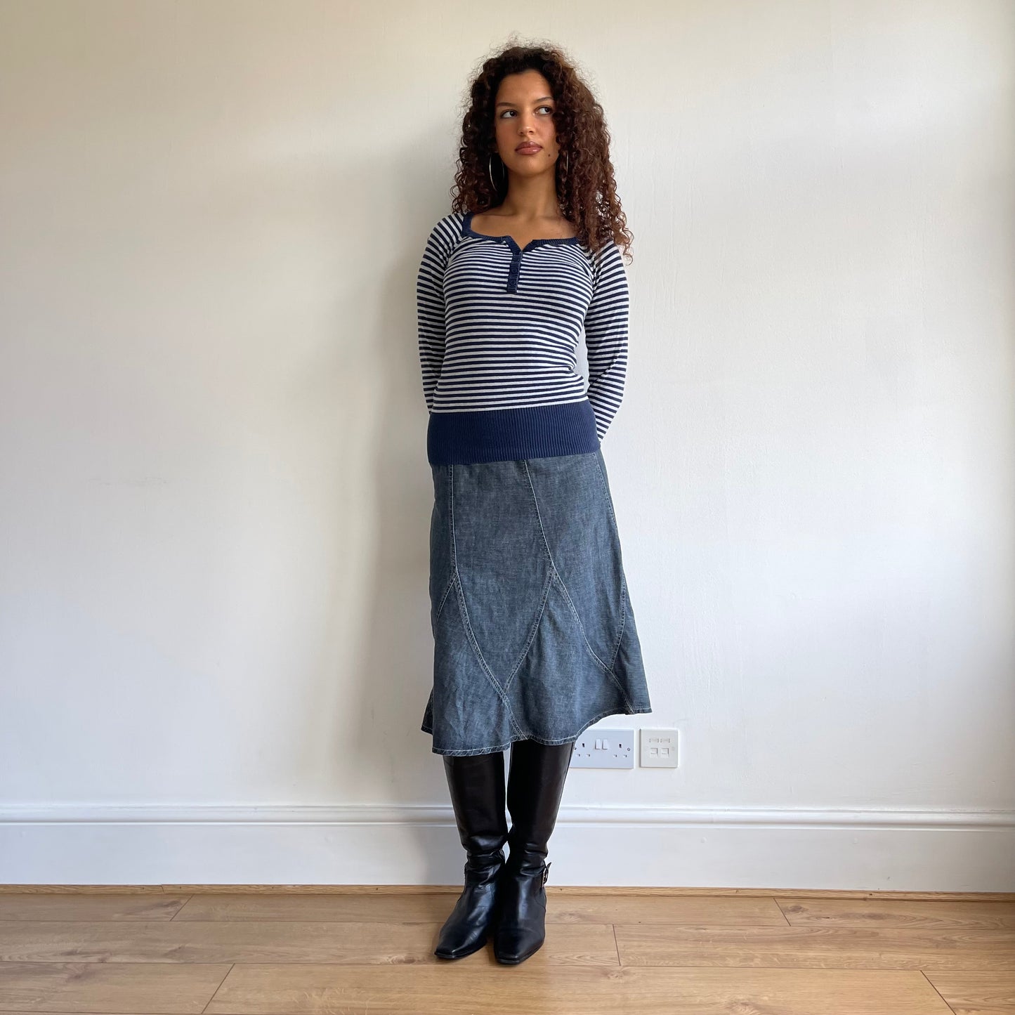 Blue stripe knit top - Size S