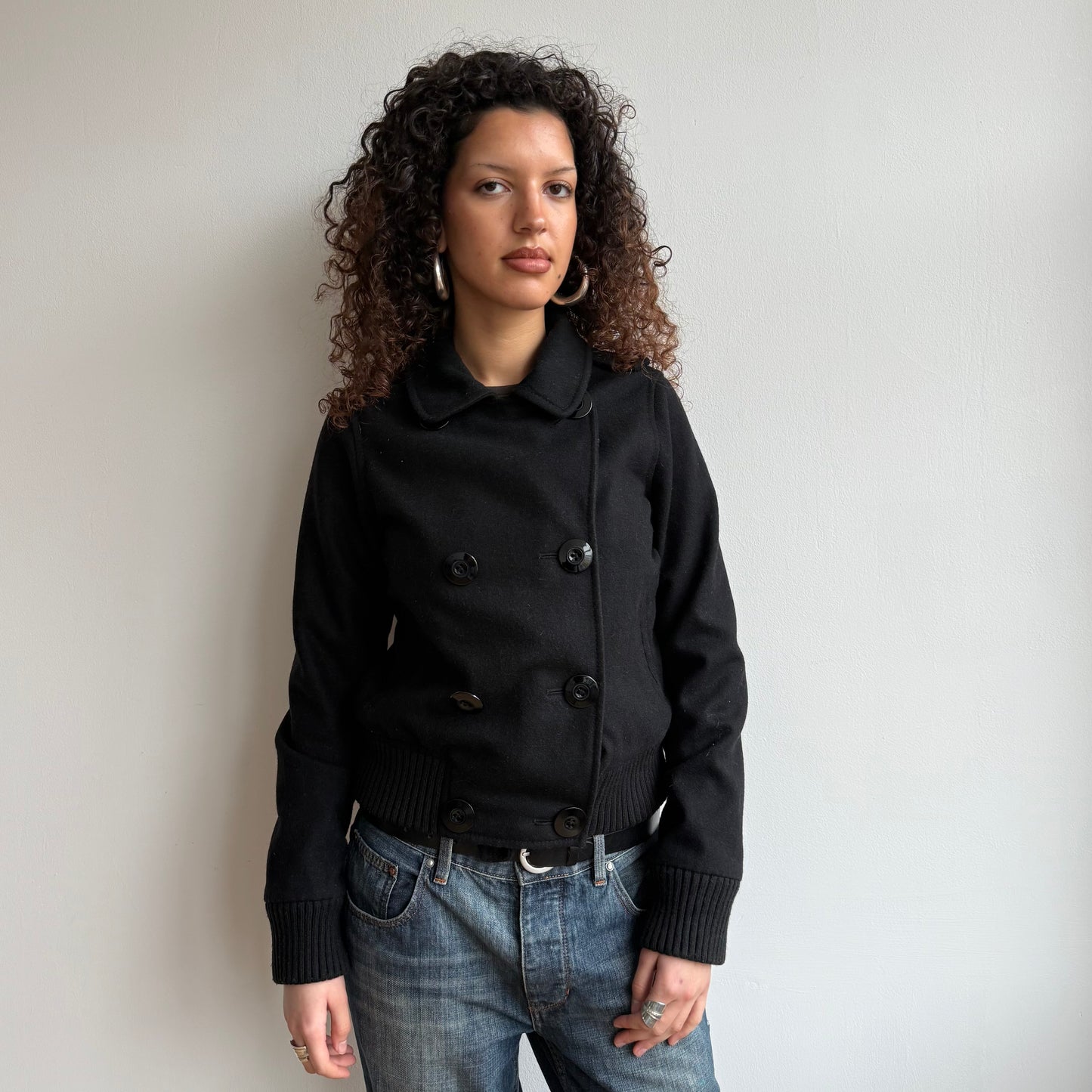 Black wool bomber jacket - Size S + M