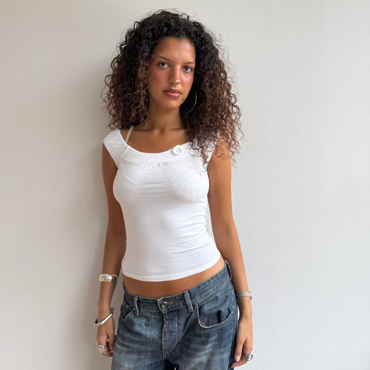 White button bardot top - Size S/M