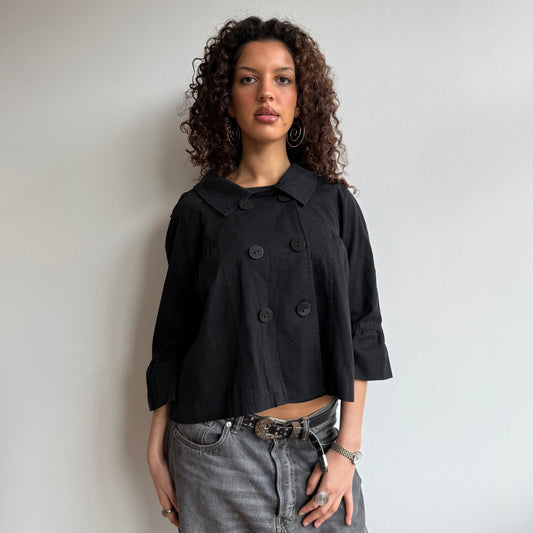 Black pleat peacoat - Size M