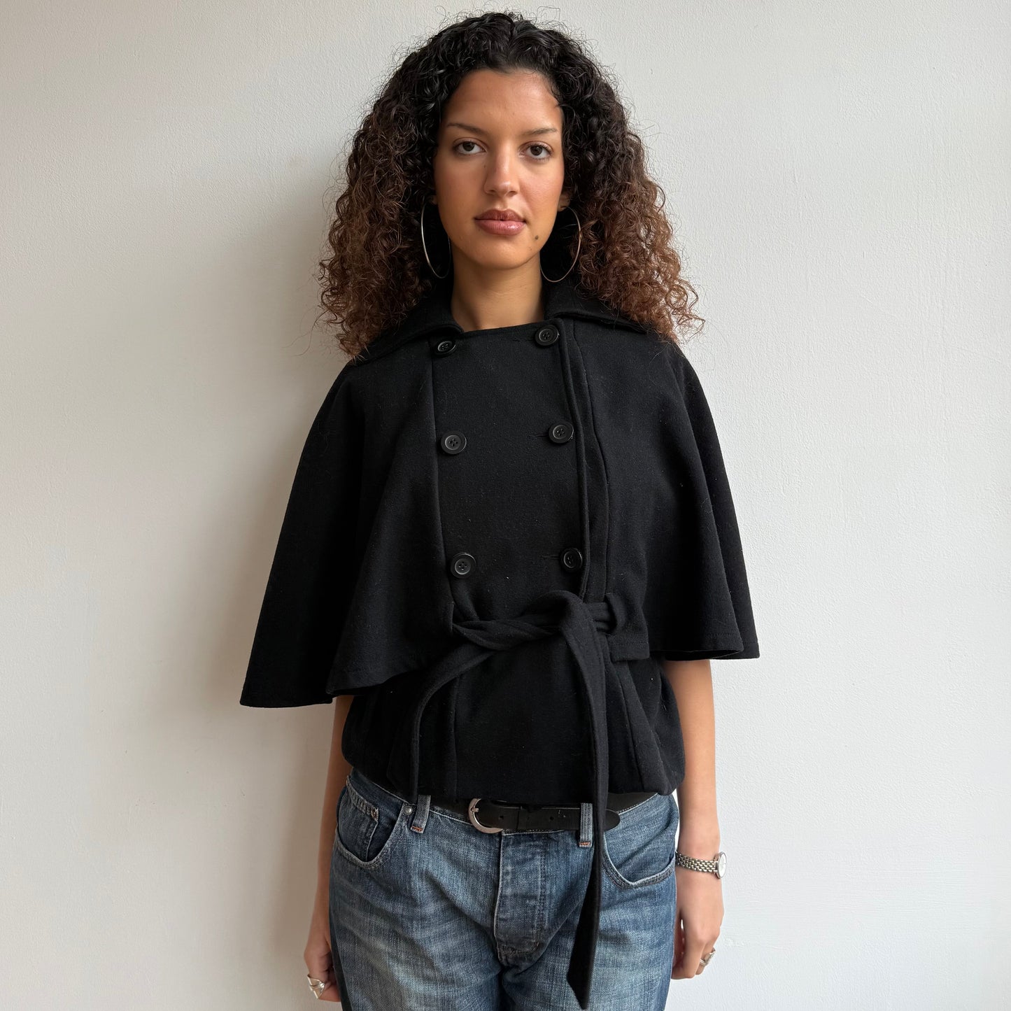 Black cape peacoat - Size M