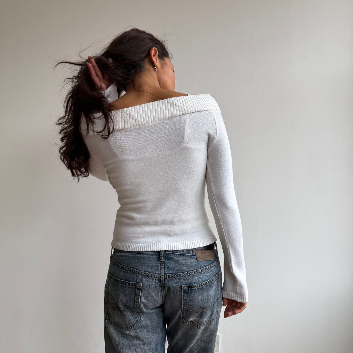 White long sleeve button knit - Size S