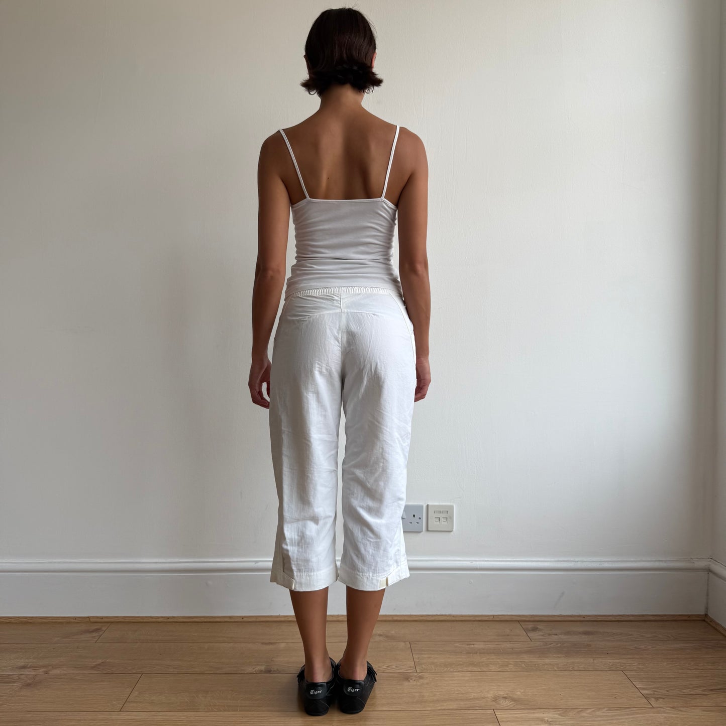 Cream Adidas wrap waist capris - Size S